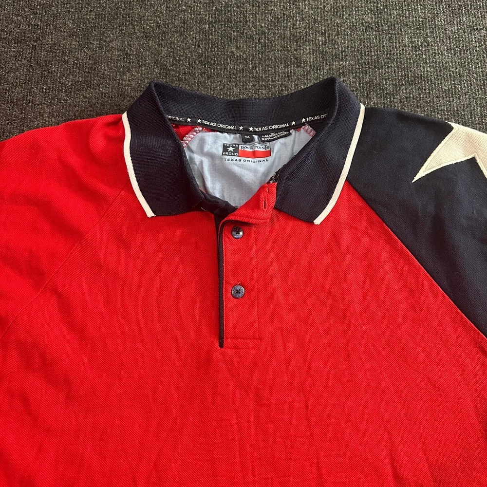 Rock Point‎ Texas Original Men's Polo Shirt XL Red Flag Star Graphic